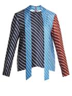 Tibi Delphina Tie-neck Striped Silk Top