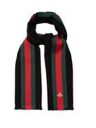 Gucci Bee-embroidered Wool-blend Scarf