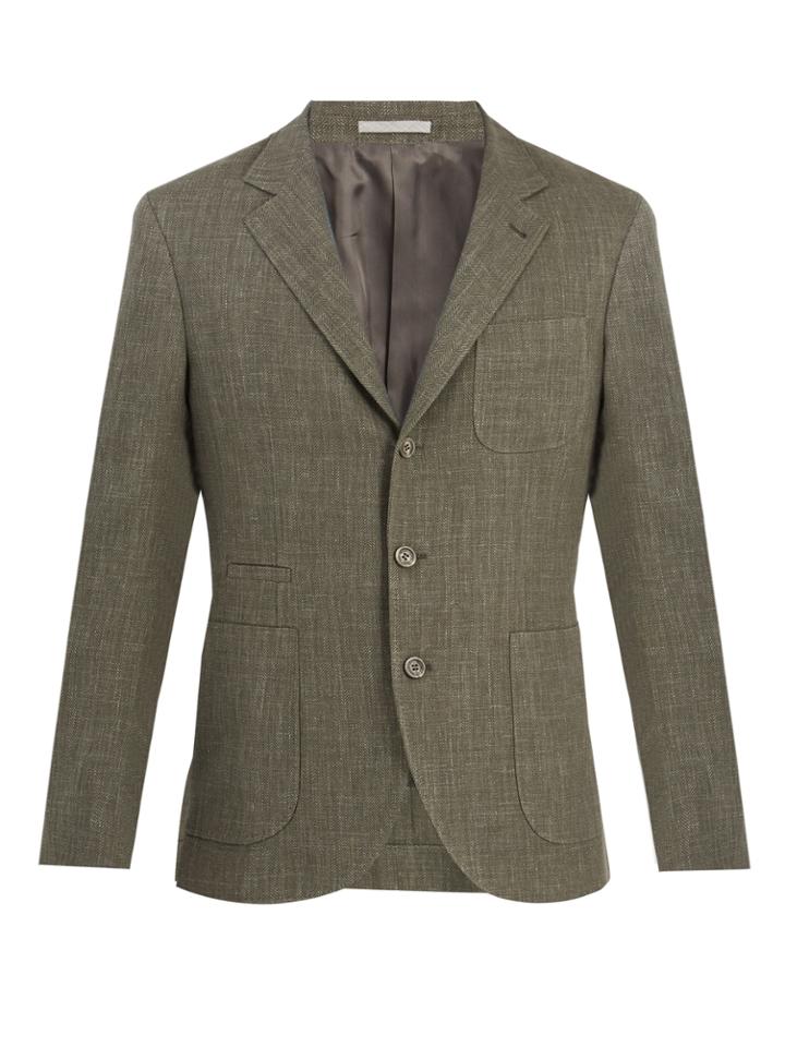 Brunello Cucinelli Single-breasted Wool And Linen Blend Blazer