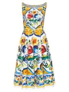 Dolce & Gabbana Majolica-print Scoop-back Stretch-cotton Dress
