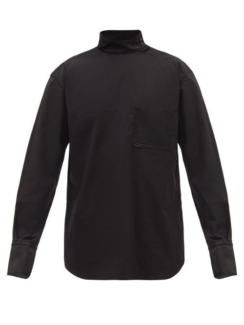 Maximilian - Stand-collar Cotton-blend Shirt - Mens - Black