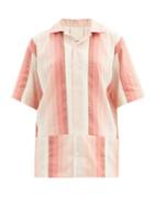Matchesfashion.com Marrakshi Life - Gradient-stripe Cotton-blend Short-sleeved Shirt - Womens - Pink Stripe