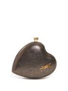 Matchesfashion.com Saint Laurent - Love Box Heart Shaped Metallic Clutch - Womens - Silver