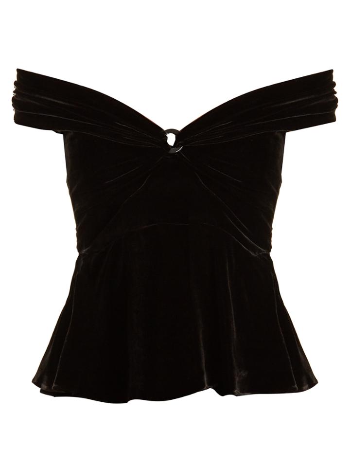 Peter Pilotto Off-the-shoulder Peplum-hem Velvet Top