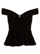 Peter Pilotto Off-the-shoulder Peplum-hem Velvet Top