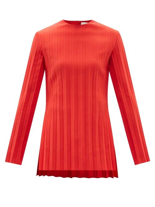 A.w.a.k.e. Mode - Pleated Crepe Top - Womens - Red