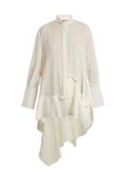 Matchesfashion.com Alexander Mcqueen - Asymmetric Ruffle Trimmed Silk Crepe Blouse - Womens - Ivory