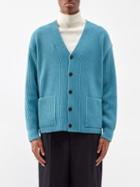 Auralee - Patch-pocket Ribbed-wool Cardigan - Mens - Blue