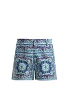 Matchesfashion.com Le Sirenuse, Positano - Aretusa Print Cotton Shorts - Womens - Blue Print