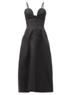 Matchesfashion.com Jil Sander - Sweetheart-neckline Cotton-poplin Midi Dress - Womens - Black