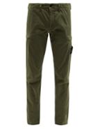 Stone Island - Logo-pocket Cotton-blend Twill Cargo Trousers - Mens - Green