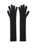 Raey - Recycled Cashmere-blend Ribbed Long Gloves - Womens - Dark Navy