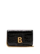 Matchesfashion.com Balenciaga - B Logo Crocodile Effect Leather Cross Body Bag - Womens - Black