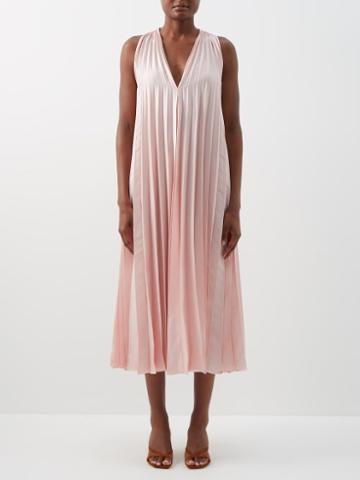 Zeus + Dione - Ianthe Pleated Satin-twill Dress - Womens - Light Pink
