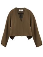 Diane Von Furstenberg V-neck Cropped Crepe Jacket