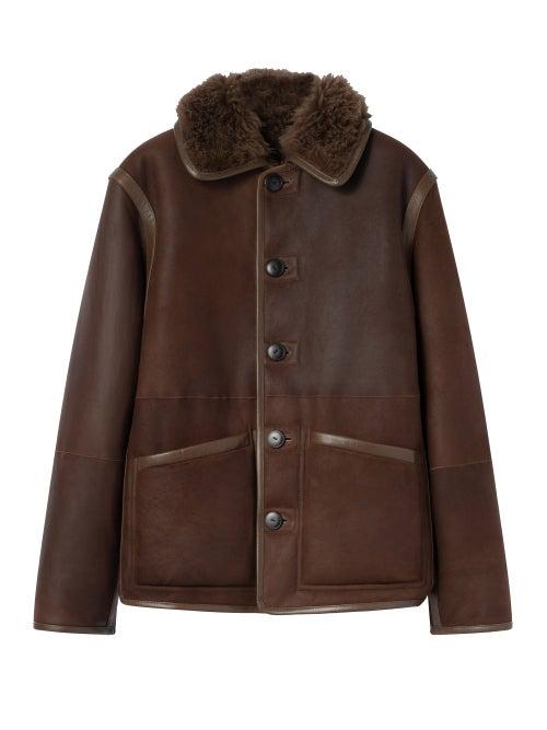 Lemaire - Reversible Shearling And Leather Jacket - Mens - Dark Brown