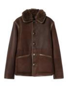 Lemaire - Reversible Shearling And Leather Jacket - Mens - Dark Brown