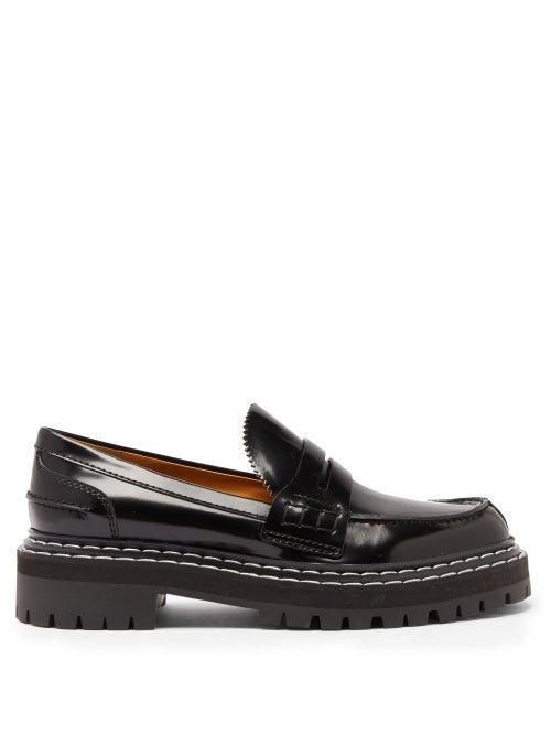 Matchesfashion.com Proenza Schouler - Topstitched Patent-leather Loafers - Womens - Black