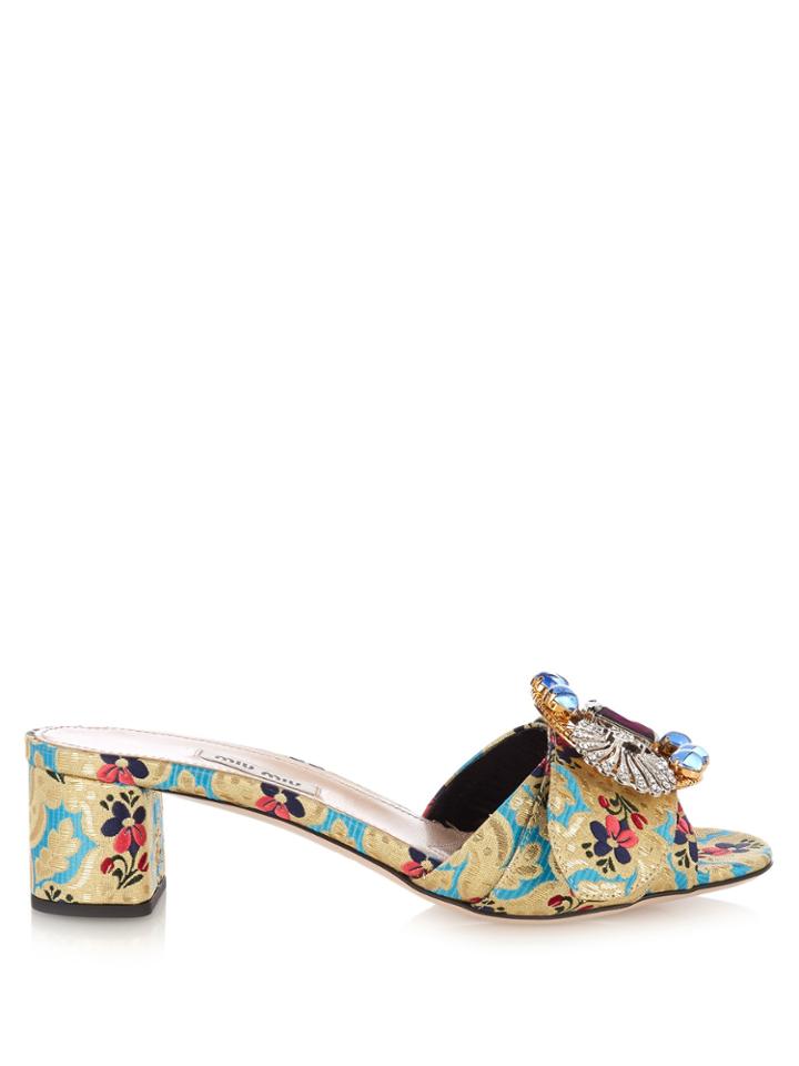 Miu Miu Embellished Floral-mogador Mules