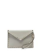 Matchesfashion.com Valentino Garavani - Rockstud Leather Wristlet Pouch - Womens - Grey