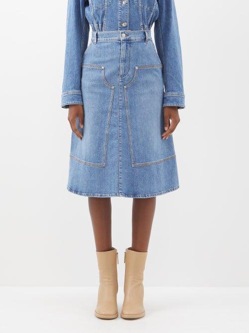 Stella Mccartney - Denim Midi Skirt - Womens - Denim
