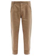 Matchesfashion.com Folk - Assembly Pleated Linen-blend Tapered-leg Trousers - Mens - Brown