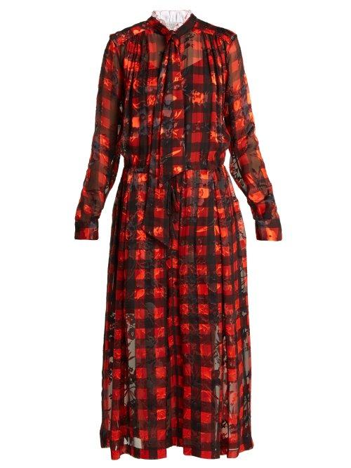 Matchesfashion.com Preen By Thornton Bregazzi - Tilly Devor Silk Blend Dress - Womens - Red Multi