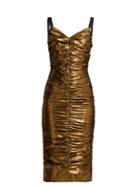 Matchesfashion.com Dolce & Gabbana - Ruched Lam Midi Dress - Womens - Bronze