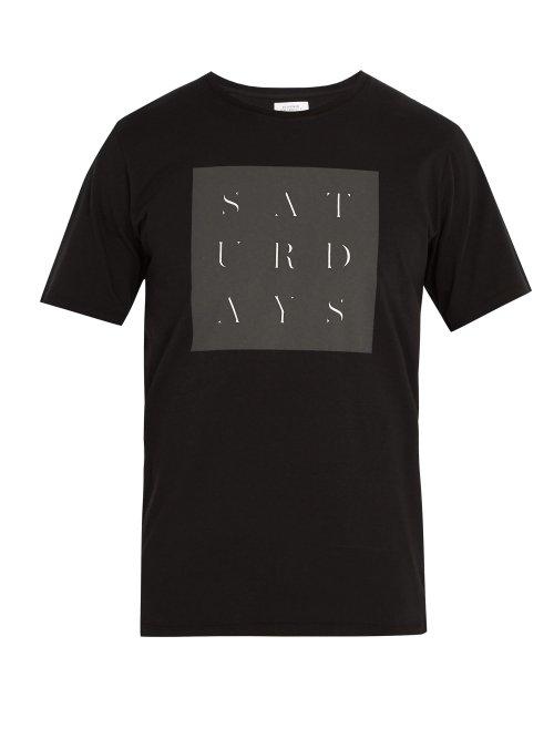 Matchesfashion.com Saturdays Nyc - Stencil Grid Printed Cotton T Shirt - Mens - Black
