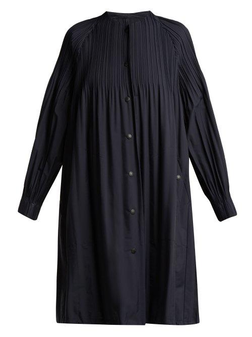 Matchesfashion.com Pleats Please Issey Miyake - Collarless Pleated Parka Coat - Womens - Navy