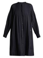 Matchesfashion.com Pleats Please Issey Miyake - Collarless Pleated Parka Coat - Womens - Navy