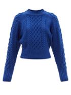 Ladies Rtw Emilia Wickstead - Emory Cable-knit Wool Sweater - Womens - Blue