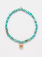 Sydney Evan - Happy Face Diamond, Turquoise & 14kt Gold Bracelet - Mens - Light Turquoise