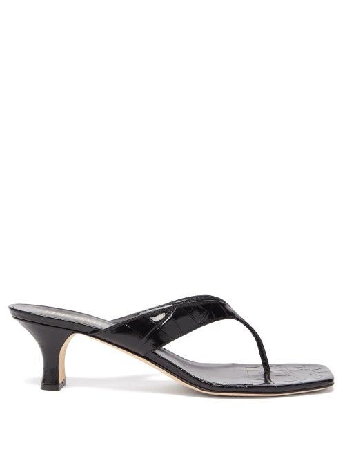 Matchesfashion.com Paris Texas - Crocodile-effect Leather Sandals - Womens - Black