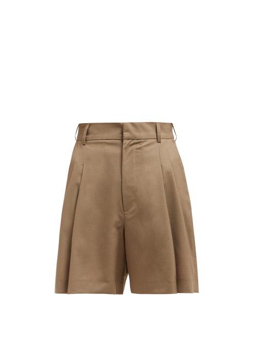 Matchesfashion.com Edward Crutchley - Wide Leg Tailored Wool Shorts - Womens - Beige