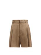Matchesfashion.com Edward Crutchley - Wide Leg Tailored Wool Shorts - Womens - Beige