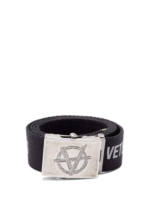 Matchesfashion.com Vetements - Anarchy Logo Print Canvas Belt - Mens - Black