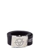 Matchesfashion.com Vetements - Anarchy Logo Print Canvas Belt - Mens - Black
