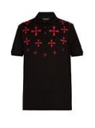 Matchesfashion.com Neil Barrett - Military Star Cotton Polo Shirt - Mens - Black Red