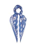 Matchesfashion.com Alexander Mcqueen - Skull Print Silk Chiffon Scarf - Womens - Blue