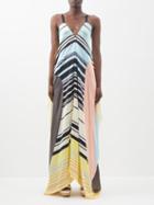 Louisa Parris - The Poiret Printed Silk-satin Maxi Dress - Womens - Multi Stripe