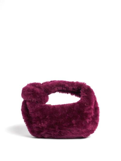 Bottega Veneta - Jodie Shearling Clutch Bag - Womens - Burgundy