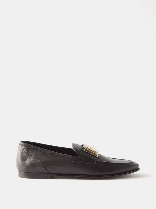Dolce & Gabbana - Logo-plaque Leather Loafers - Mens - Black