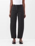 Ganni - Pinstriped Twill Straight-leg Trousers - Womens - Black