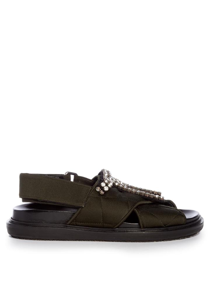 Marni Fussbett Crystal-embellished Quilted-satin Sandals