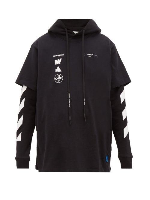 Matchesfashion.com Off-white - Double Layer Cotton Hooded Sweatshirt - Mens - Black Multi