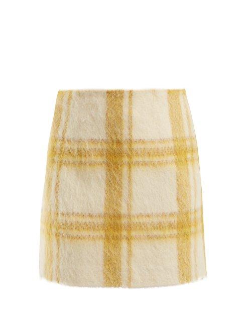 Matchesfashion.com Alexachung - Checked Wool Blend Mini Skirt - Womens - White Print