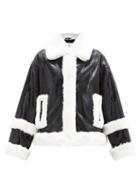 Matchesfashion.com Stand Studio - Hester Snake-effect Faux-leather And Fur Jacket - Womens - Black White
