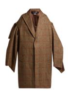 Matchesfashion.com Junya Watanabe - Draped Cape Sleeve Checked Wool Coat - Womens - Brown Multi