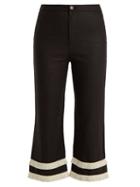 Matchesfashion.com Staud - Cassie Raffia Trimmed Linen Blend Trousers - Womens - Black